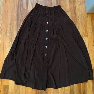 Vintage Brown Long Button-Down Skirt